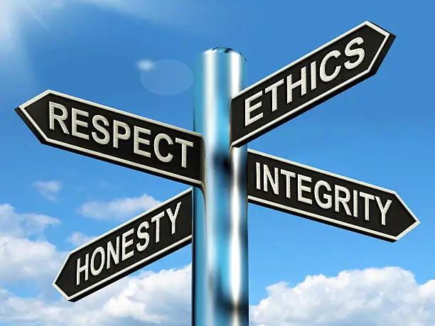 Photo of Respect Ethics Honest Integrity Signpost Means Good Qualities