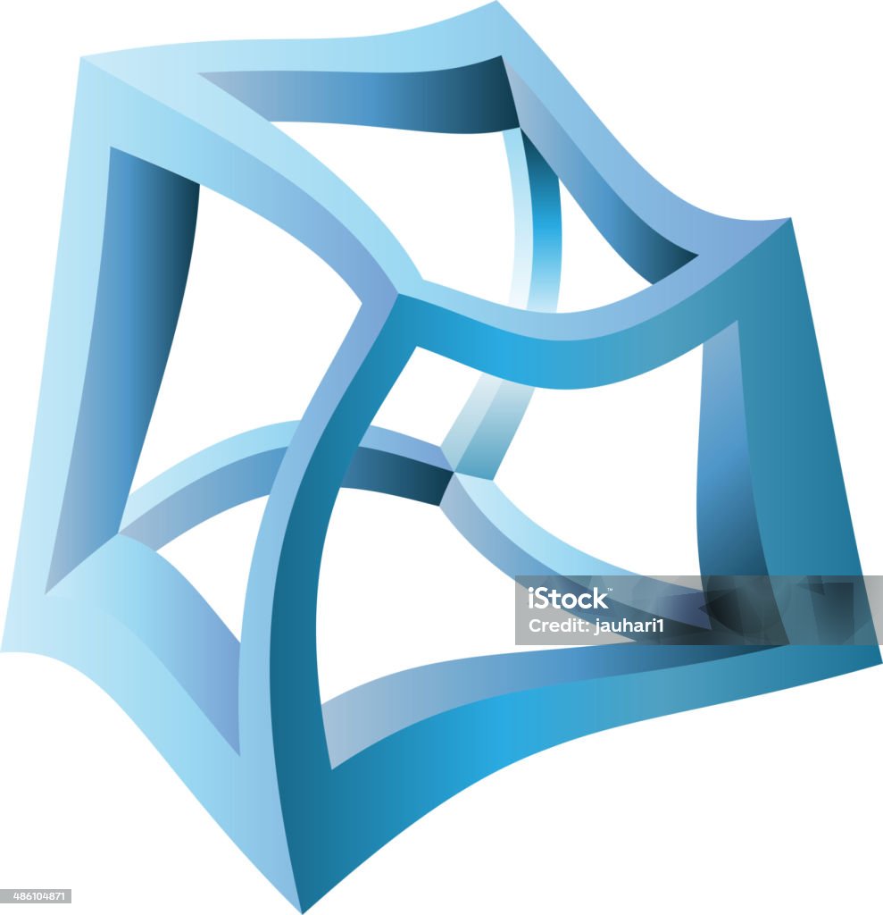 Distorted Cube Illusion - Illustration This illustration is AI10 EPS contains a transparency blend and partial blur effect, which makes up the reflective/highlight shape for the icon. Esher stock vector