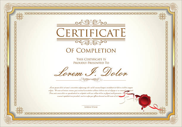 illustrations, cliparts, dessins animés et icônes de certificat de modèle d'illustration - certificate stock certificate diploma frame