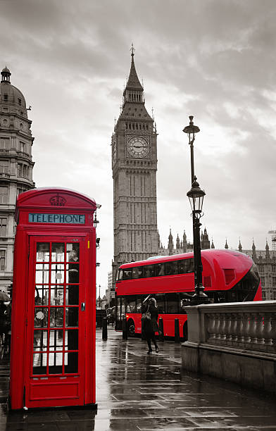 london street - telephone booth telephone london england red foto e immagini stock