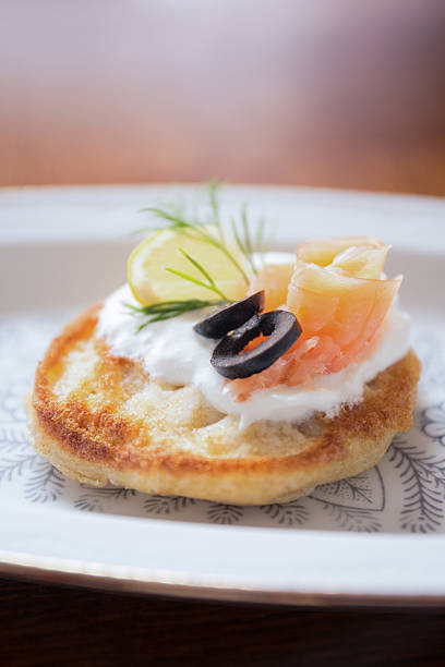 istock Toasted baguette with salmon 486105826