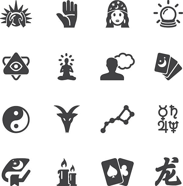 illustrazioni stock, clip art, cartoni animati e icone di tendenza di fortune teller psychic eps10 silhouette icone / - fortune teller immagine