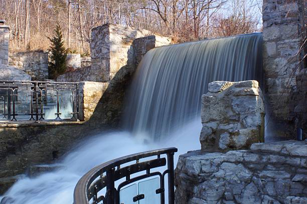 ancaster mill falls - natural phenomenon waterfall rock tranquil scene stock-fotos und bilder