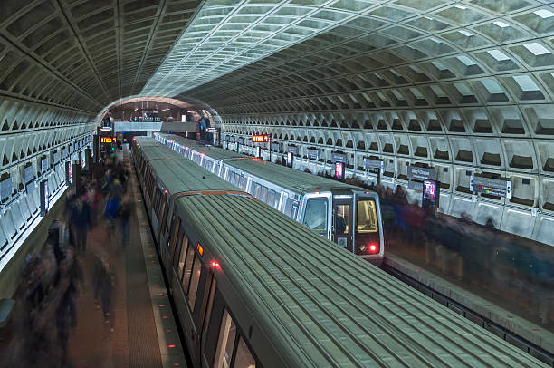 Metro trains stock photo