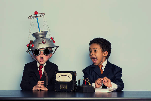 istock Two Crazy Business Boys Search Minds For Ideas 486115013