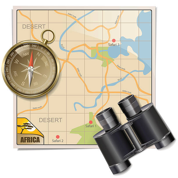 wektor safari mapy - discovery binoculars boy scout searching stock illustrations