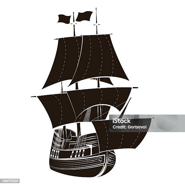 Silhouette Sailboat Stock Illustration - Download Image Now - Sailing Ship, Old, In Silhouette