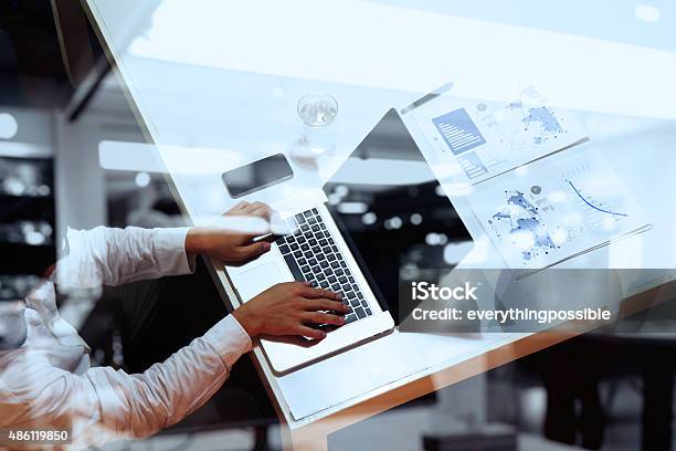 Top View Of Business Documents On Office Table Stock Photo - Download Image Now - 2015, Adult, Adults Only