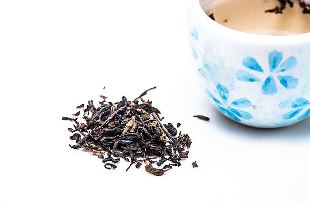 Jasmine tea with blue cup stock photo