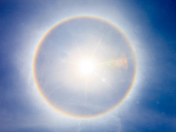 fantastic beautiful sun halo phenomenon in thailand stock photo