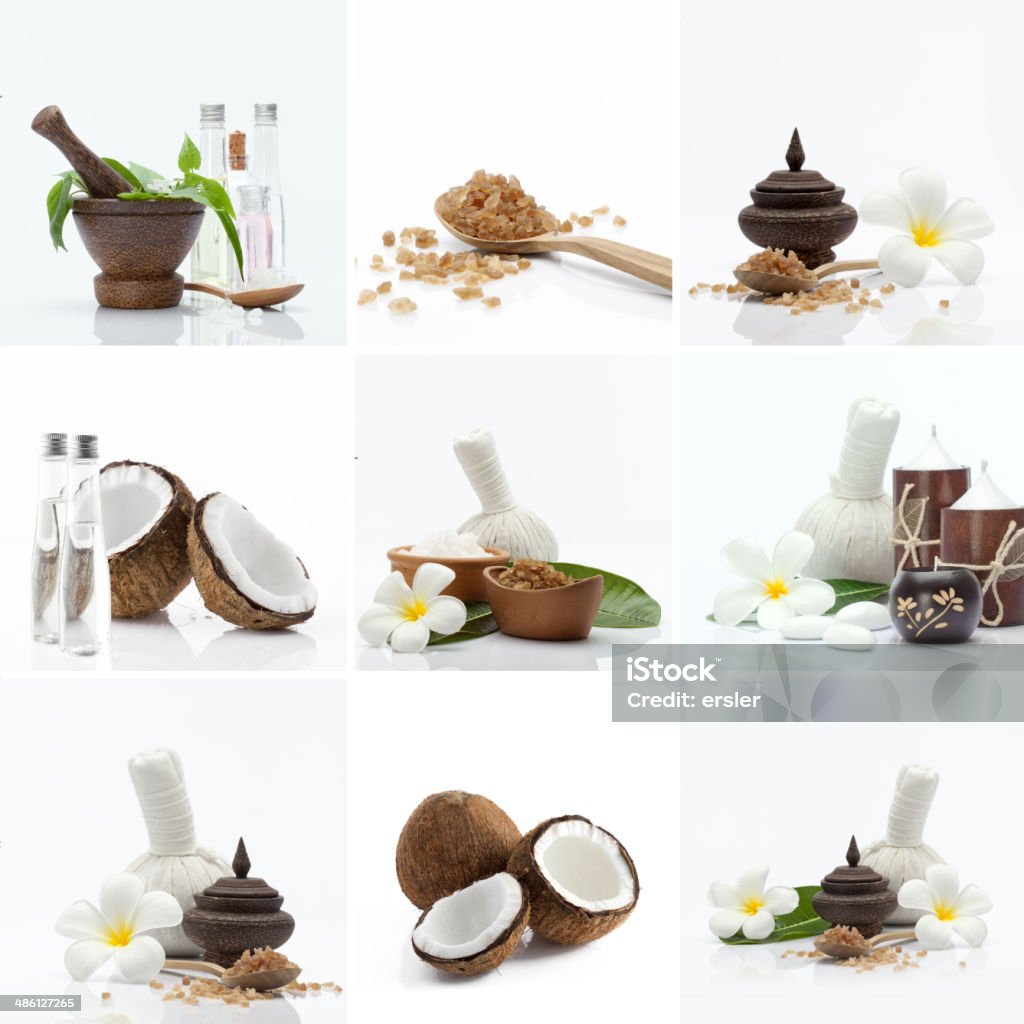 objects Spa theme  photo collage composed of different images Aromatherapy Stock Photo