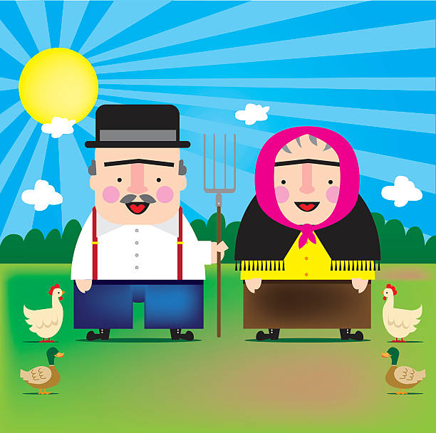 Agriculteur et femme sur Farm - Illustration vectorielle