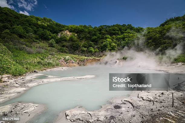 Sulfur Hot Spring At Oyunuma Lake Noboribetsu Onsen Hokkaido Japan Stock Photo - Download Image Now