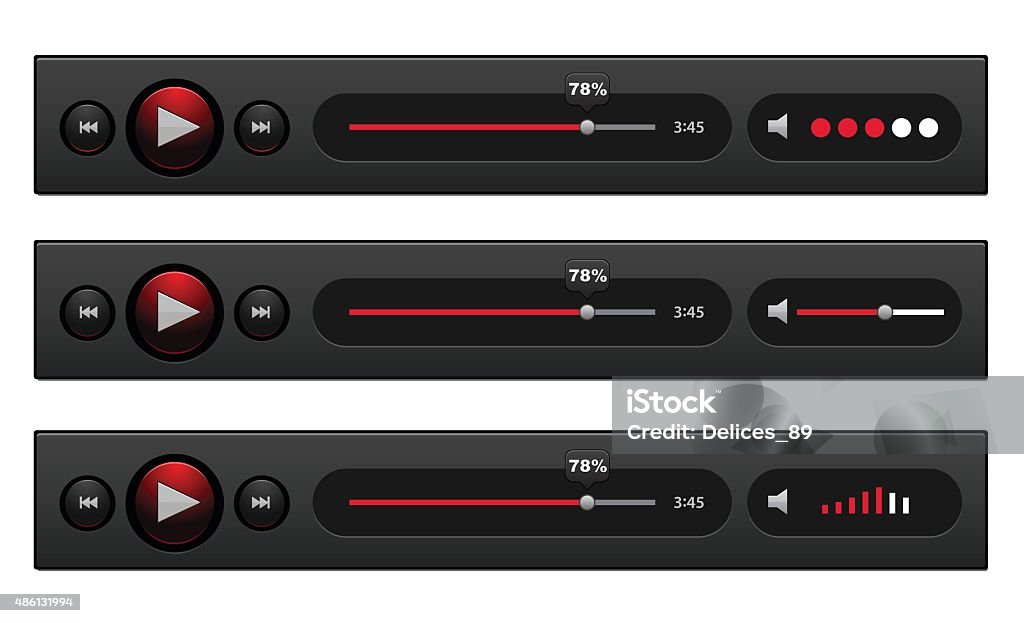 Sound Control Panel Vector Vector Black Audio Players With Different Control Navigation Panel ...