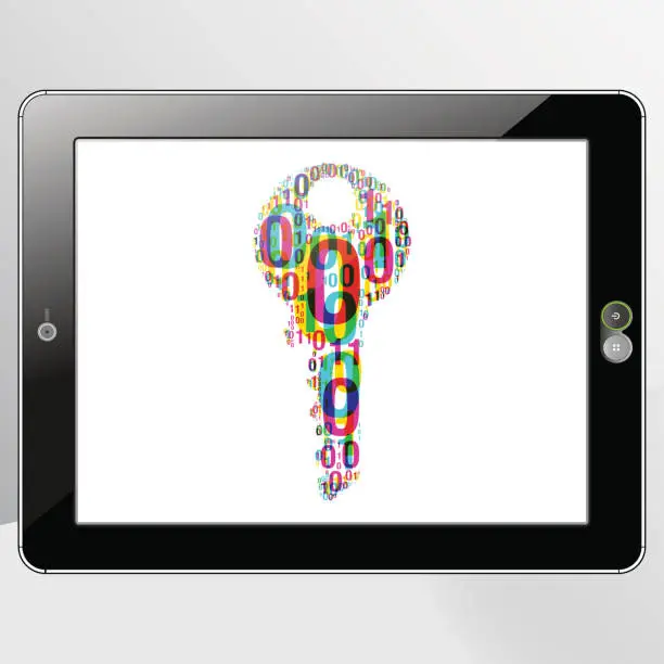 Vector illustration of Binary key Digital Tablet Horizontal