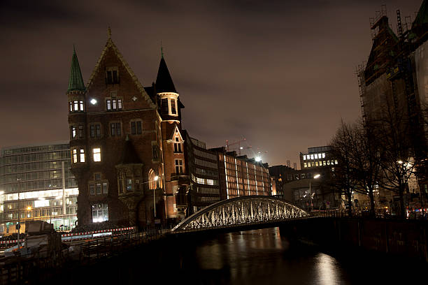 Speicherstadt in Hamburg by night