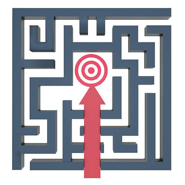 istock path to the target in the maze 486133933