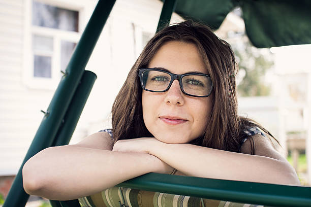 girl in a country house stock photo