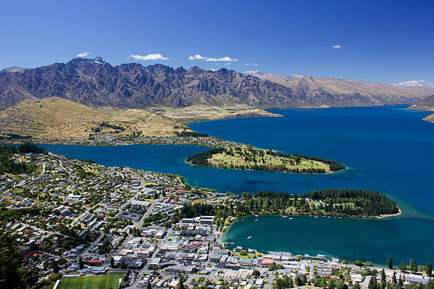 istock Aerial view of Queenstown NZ 486135645