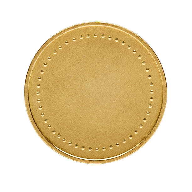 Blank gold coin Close up of golden coin isolated on white background gold medal stock pictures, royalty-free photos & images