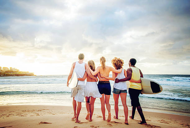 istock Group of friends at the beach 486136241