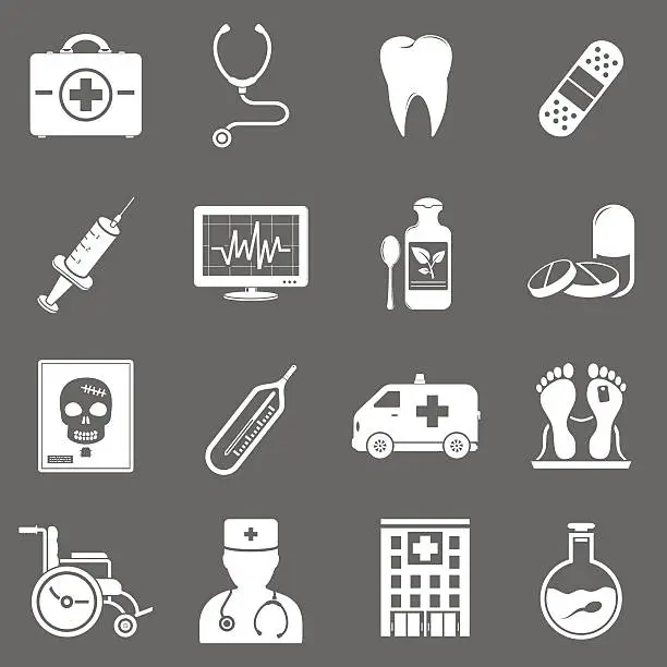 Vector illustration of Hospital and medical icons