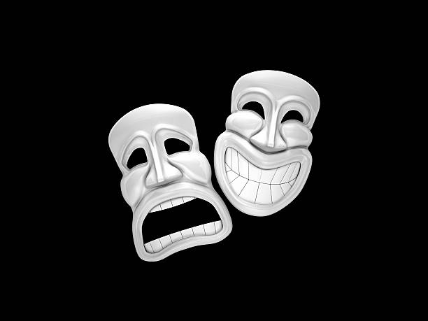 istock Two theater masks unusual design 486137029