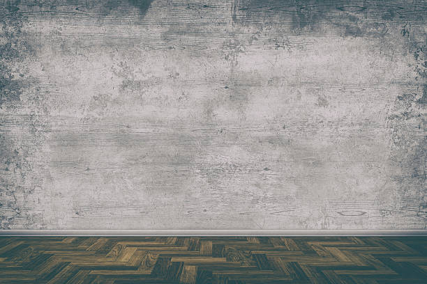 istock Grunge wall background on hardwood floor 486137886