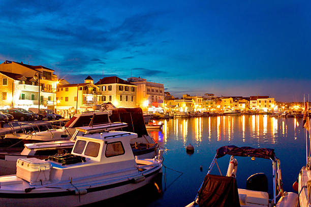 istock Town of Vodice evening harbor view 486137925