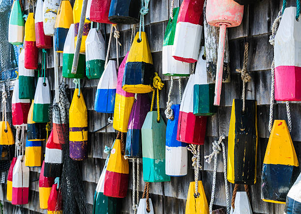 colorido bouys - august cape cod massachusetts new england fotografías e imágenes de stock