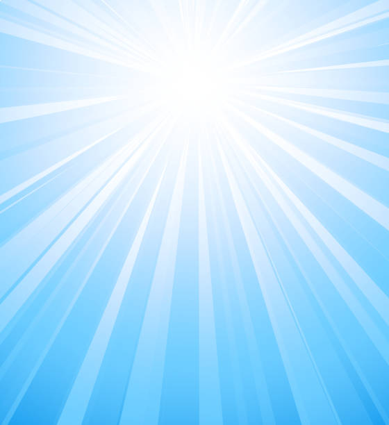 ilustrações de stock, clip art, desenhos animados e ícones de explosão de luz azul sol de verão - exploding glowing heat placard