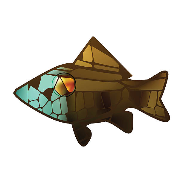 istock stained glass mosaic  gold bright colorful marine fish 486138426