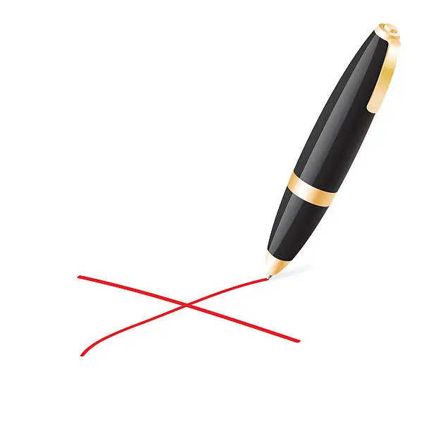 Vector illustration of Ball pen crossing on a white background.