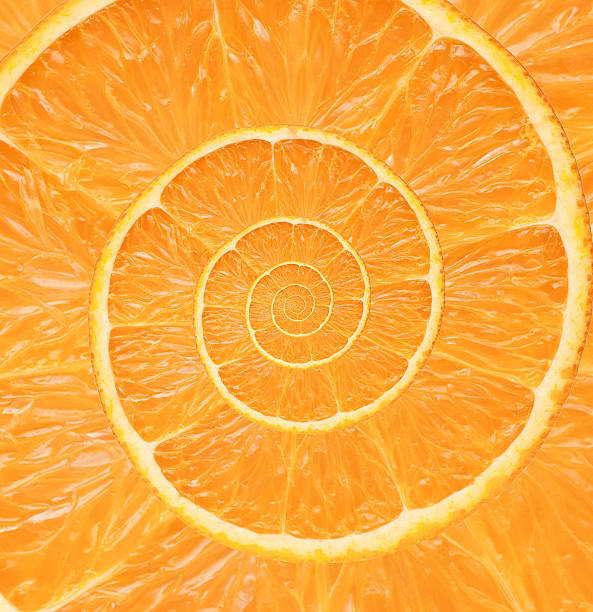 istock Orange infinity spiral abstract background. Fibonacci 486139171