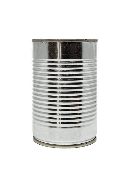 istock Close up of silver tin can isolated on a white 486144992