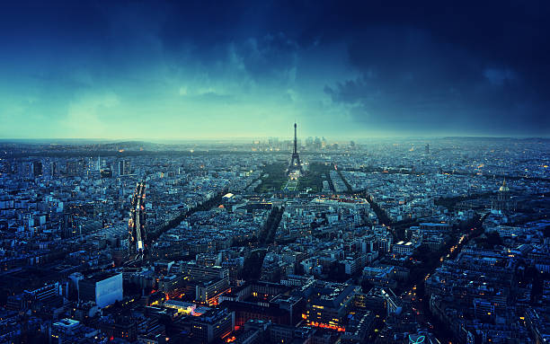 istock Paris skyline at sunset, France 486145034