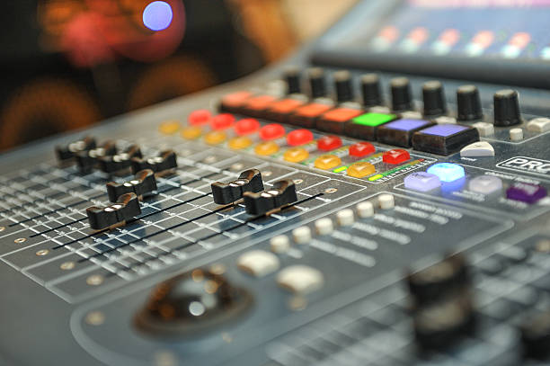 istock audio mixer, music equipment. recording studio gears, broadcasting tools 486148132