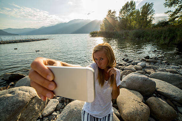 istock Selfie portrait in nature-Summer 486156028