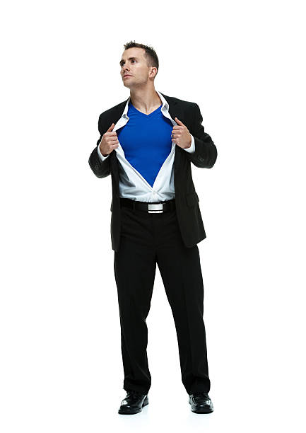 istock Superman holding shirt and looking away 486163329