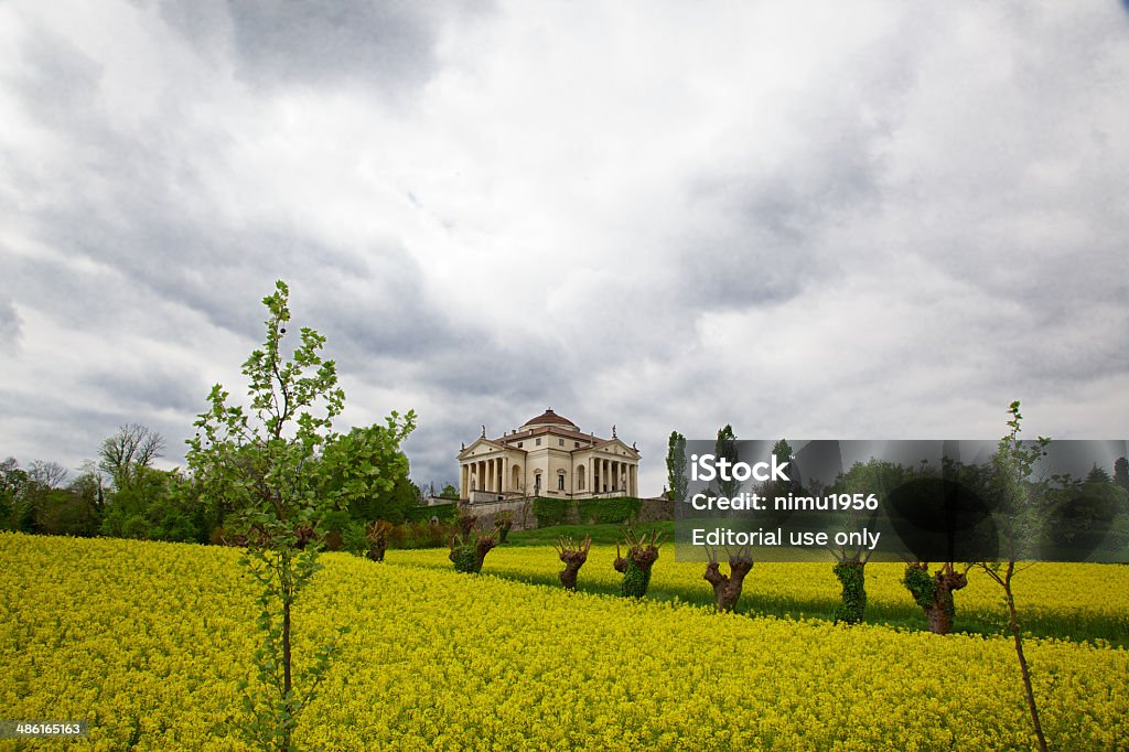 Willa La Rotonda" sorrounded przez rzepaku żółte kwiaty.  Vicenza-Włochy." - Royalty-free Vicenza Foto de stock