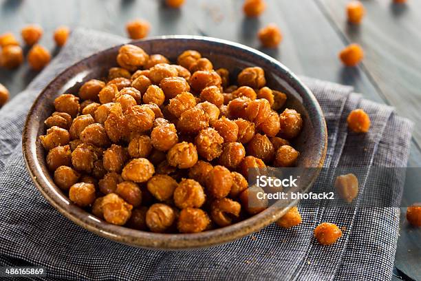 Healthy Roasted Seasoned Chick Peas Stock Photo - Download Image Now - Appetizer, Baked, Bean