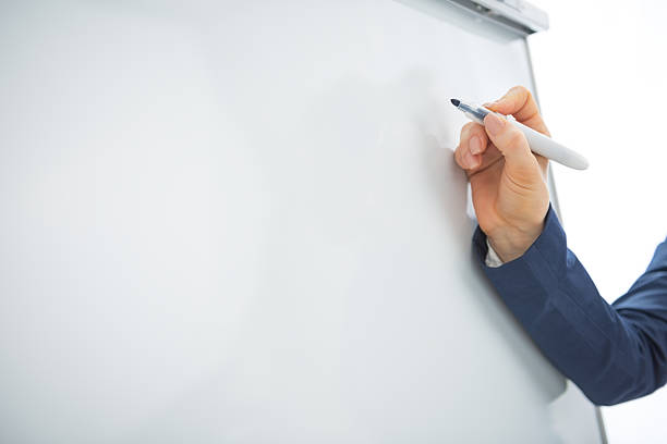 Business woman writing on flipchart. Closeup Closeup on business woman writing on flipchart flipchart stock pictures, royalty-free photos & images