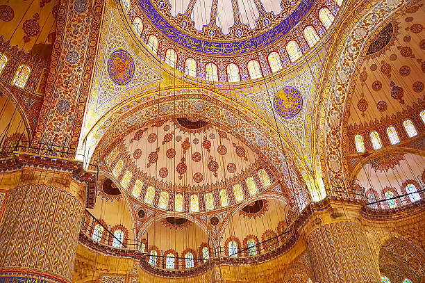 all'interno della moschea di sultanahmet - looking through window individuality old architecture foto e immagini stock