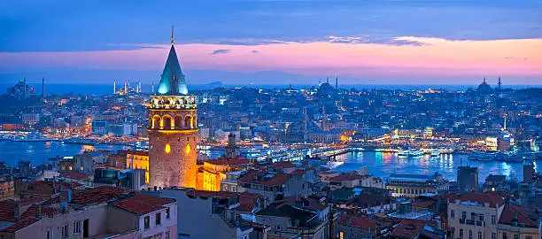 Galata tower and bosphorus in İstanbul Turkey