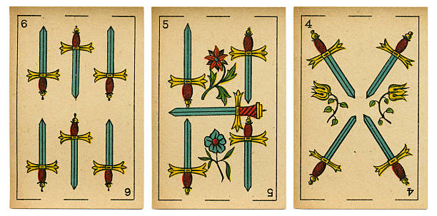 istock Espadas four five six Spanish playing card baraja 19th century 486168884