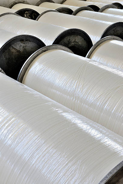istock Warping beams  in a textile factory 486168950