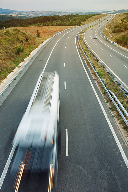 istock Blurred truck on a highway 486168958
