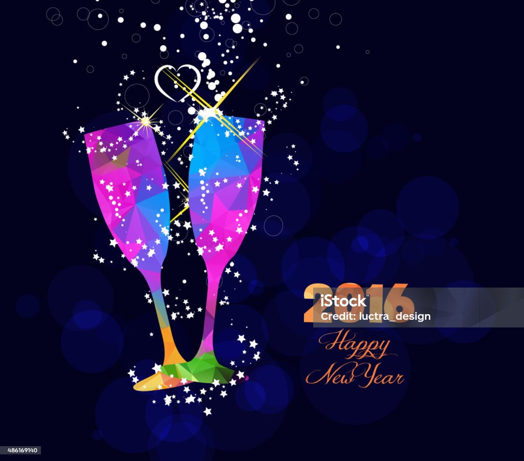 Happy new year 2016 greeting card with colorful triangle glass Happy new year 2016 greeting card or poster design with colorful triangle glass 2015 stock vector