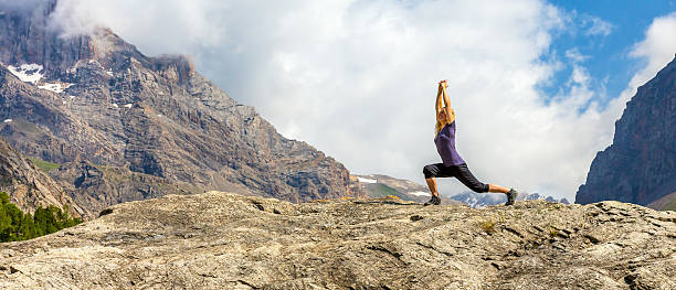 istock Female athlete makes yoga asana 486169746