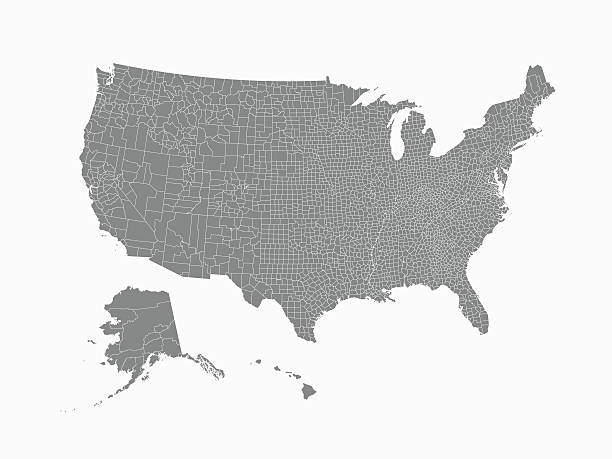 ilustraciones, imágenes clip art, dibujos animados e iconos de stock de estados unidos mapa con las fronteras del condado - map usa election cartography